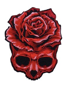 DARK VYŠÍVANÁ NÁŠIVKA - nažehlovací obrázek / roses are red, skulls are fine