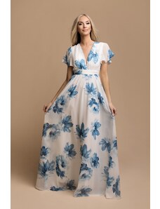 miadresses.cz Bílo-modré květinové šaty