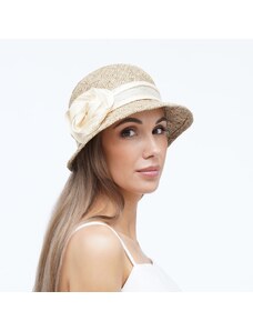KRUMLOVANKA Letní dámský CLOCHE klobouk z mořské trávy zdobený sisalem Me-019