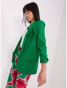 Fashionhunters Zelená elegantní sako s květinou