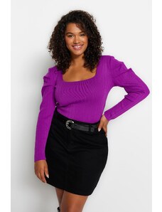 Trendyol Curve Purple Watermelon Sleeve Knitwear Blouse