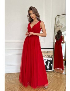 Bicotone Červené dlouhé šaty Camille