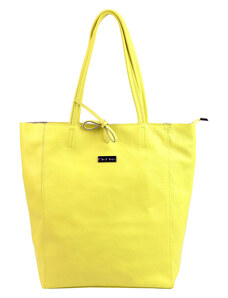 Dámská kožená kabelka styl shoper bag MiaMore 01-014 Z Dollaro-žlutá