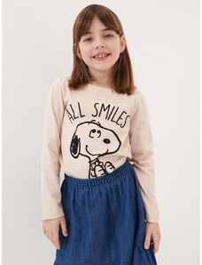 Sinsay - Tričko s dlouhými rukávy Snoopy - béžová