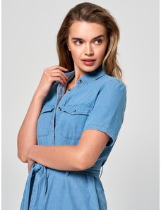 Sinsay - Košilové mini šaty - modrá