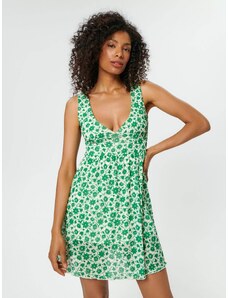 Sinsay - Květinové mini šaty - zelená