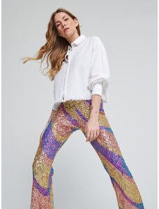 Sinsay - Vzorované kalhoty s flitry - vícebarevná