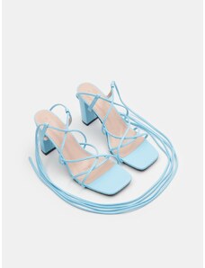 Sinsay - Sandály na širokém podpatku - světle modrá