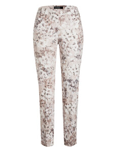 Plátěné bílo-růžové kalhoty Cambio Colette se vzorem květin