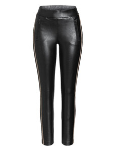 Černé úzké kalhoty Cambio Ray z imitace kůže a lampasy