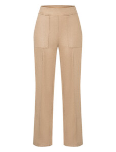Béžové kalhoty Cambio Ava s širšími nohavicemi s pukem
