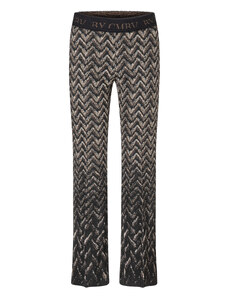 Hnědé mírně rozšířené kalhoty Cambio Ranee s geometrickým vzorem