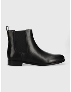 Kožené kotníkové boty Lauren Ralph Lauren Brylee dámské, černá barva, na plochém podpatku, 802908354001