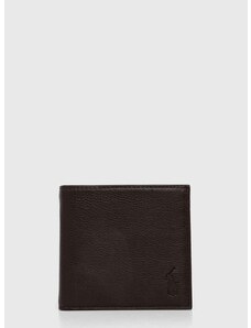 Kožená peněženka Polo Ralph Lauren hnědá barva