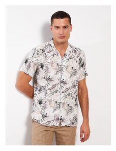 LC Waikiki A Comfortable Fit. Short Sleeves. Patterned Viscose Men's Shirt.