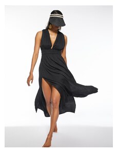 Koton Beach Dress Viscose Deep V-Neck Oversize Textured Gippe.