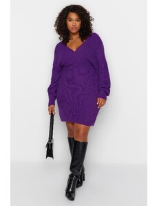 Trendyol Curve fialové dvouřadé pletené šaty