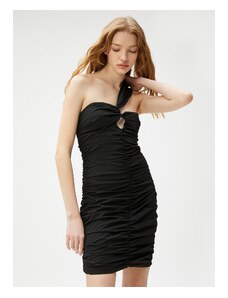 Koton rovný límec bez vzoru černá krátké dámské šaty 3sal80003IF