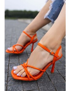 Givana Oranžové sandály na tenkém podpatku Taryn