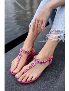 Givana Fuchsiové nízké sandály s kamínky Leena