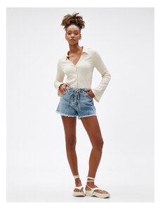 Koton Denim Shorts Mini Tie Waist Ripped with Eyelet Detail