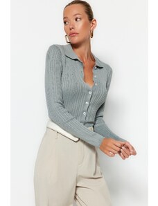 Trendyol Gray Polo Neck Knitwear Cardigan