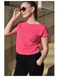OFF PINK dámské růžové tričko s potiskem ANETTE
