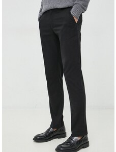 Kalhoty Tommy Hilfiger pánské, černá barva, ve střihu chinos