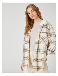 Koton Oversize Lumberjack Shirt Jacket Hooded Long Sleeve