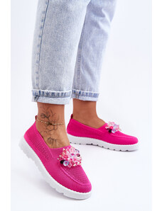 Botoshop Dámské Slip-on Tenisky s Kameny Fuchsia Simple