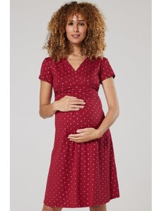 Těhotenské šaty Happy Mama bordó s hvězdičkami