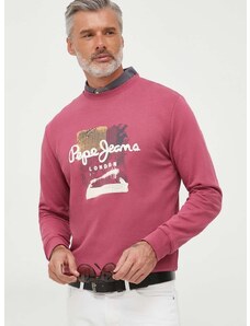 Bavlněná mikina Pepe Jeans Melbourne pánská, růžová barva, s potiskem