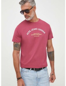 Bavlněné tričko Pepe Jeans Waddon růžová barva, s potiskem