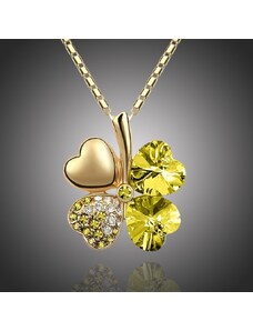 Sisi Jewelry Náhrdelník Swarovski Elements Čtyřlístek pro štěstí - zlato žlutý