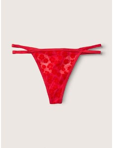 Victoria's Secret PINK červená krajková tanga Flocked Mesh Thong Panty