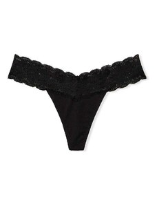 Victoria's Secret PINK luxusní Black celokrajková tanga Everyday Lace Trim Thong Panty