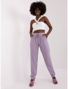 BASIC Světle fialové elegantní kalhoty s vysokým pasem --light purple Fialová