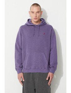 Bavlněná mikina Gramicci One Point Hooded Sweatshirt pánská, fialová barva, s kapucí, hladká