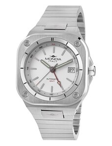 Mondia Watches Stříbrné pánské hodinky Mondia s ocelovým páskem The Madison Shape - Silver / White 40MM Automatic