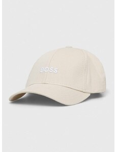 Bavlněná baseballová čepice BOSS bílá barva, s aplikací, 50495121