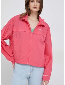 Větrovka Calvin Klein Jeans růžová barva, přechodná