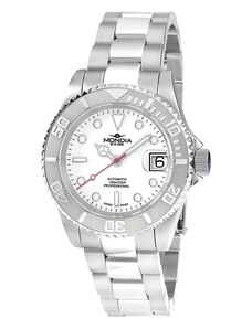Mondia Watches Stříbrné pánské hodinky Mondia Swiss s ocelovým páskem Icon Legend - Silver / White 40MM Automatic