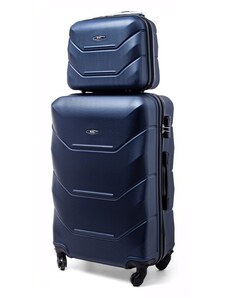 Rogal Tmavě modrá sada 2 luxusních plastových kufrů "Luxury" - vel. M, L