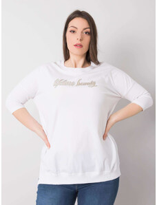 Fashionhunters Oversized bílá dámská halenka s nápisem