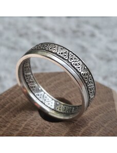 CoinRingsCZ STŘÍBRNÝ PRSTEN "KELTSKÝ UZEL" - zakázková výroba, unikátní elegantní prsten na míru, měděný prsten z moderní mince, velký prsten pro muže, thumb ring, úprava velikosti prstenu