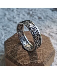 CoinRingsCZ STŘÍBRNÝ PRSTEN "JORMUNGANDR" - zakázková výroba, unikátní elegantní prsten na míru, měděný prsten z moderní mince, velký prsten pro muže, thumb ring, úprava velikosti prstenu