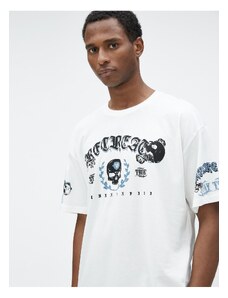 Koton Oversize T-Shirt Skull Printed Crew Neck Cotton
