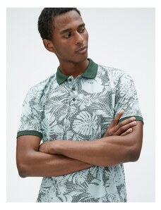 Koton Floral Slim Fit Polo T-Shirt with Short Sleeves.