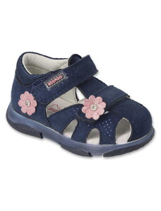 Dívčí sandály Befado 170P078 - tmavě modrá, kytičky