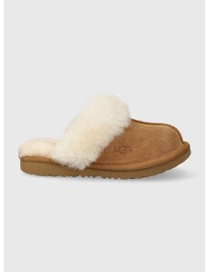 Dětské semišové papuče UGG K COZY II béžová barva